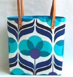 Blue Retro Flower Tote