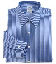 Non-Iron Broadcloth Ground Stripe Forward Point Dress Shirt