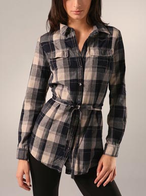 Charlotte Ronson Plaid Button Down Tunic