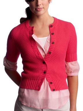 Elbow Sleeved Waffle Cardigan