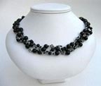 Woven Black Onyx and Swarovski Crystal Necklace