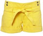 Bright Yellow Belted Shorts