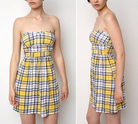 blue and yellow plaid dress